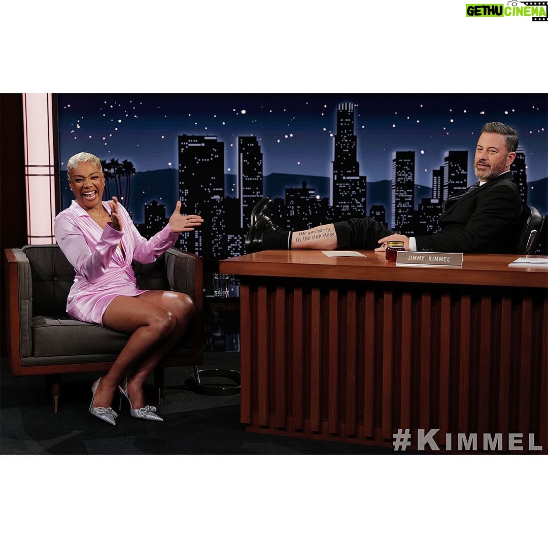 Tiffany Haddish Instagram - I had so much fun with my friend @jimmykimmellive make sure you check us out tonight #Kimmel tiffanyhaddish.com #tiffanyhaddish @makeupbyhendra @waymanandmicah @hair4kicks @glamazonbeautycosmetics @machandmach