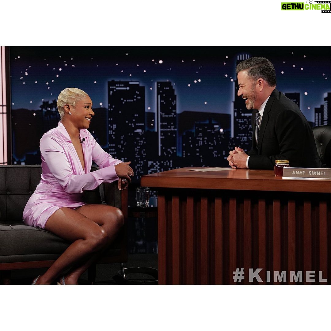 Tiffany Haddish Instagram - I had so much fun with my friend @jimmykimmellive make sure you check us out tonight #Kimmel tiffanyhaddish.com #tiffanyhaddish @makeupbyhendra @waymanandmicah @hair4kicks @glamazonbeautycosmetics @machandmach