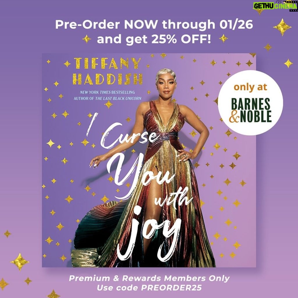 Tiffany Haddish Instagram - NOW through January 26, @barnesandnoble Rewards and Premium Members get 25% off ALL PRE-ORDERS! Add the I CURSE YOU WITH JOY hardcover or audiobook to your TBR before the sale ends. #BNPreOrder #ICurseYouWIthJoy @diversionbooks @dreamscape_media