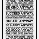 Tiffany Haddish Instagram - This Poem by Mother Theresa keeps me inspired. I saw a lot of people’s true colors over the last seven months but last night was very eye opening. Thank you to my friend Elliot for share this poem with me. I will Always keep in mind “Do It Anyway” cause at the end of the day I am doing it for God, not people.