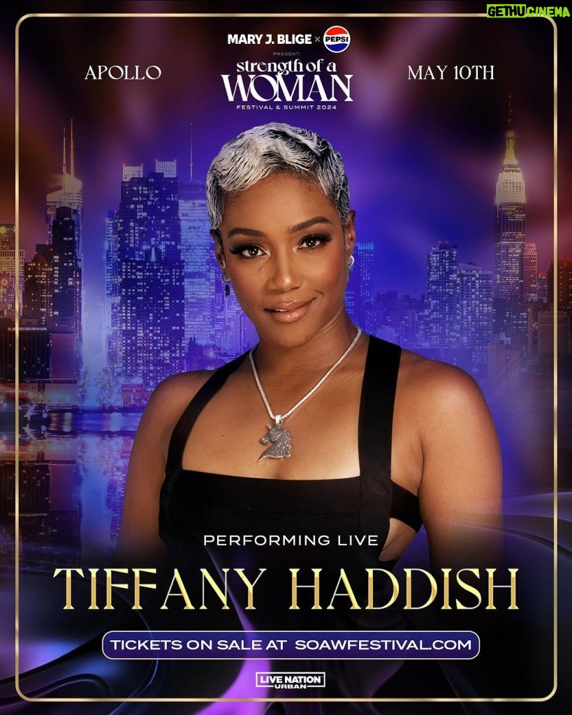 Tiffany Haddish Instagram - who’s ready for ‘yo mama’ jokes? 💁🏽‍♀️ cant wait to cut up at @strengthofawomanfest, presented by @therealmaryjblige and @pepsi, Mother’s Day weekend 💐 in NYC. Presale is live now on soawfestival.com | Use code STRENGTH