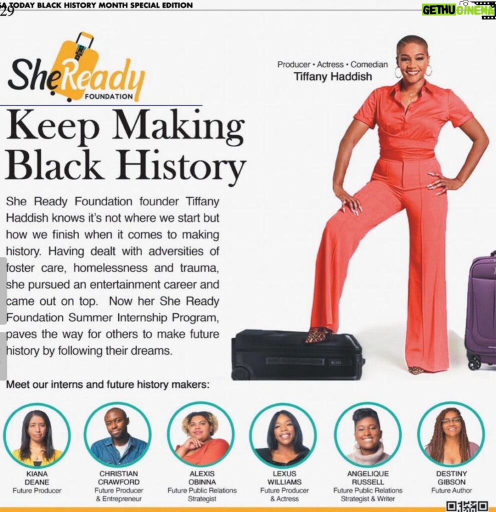 Tiffany Haddish Instagram - Thanks @usatoday for including the @shereadyfoundation in your Black History Month special edition