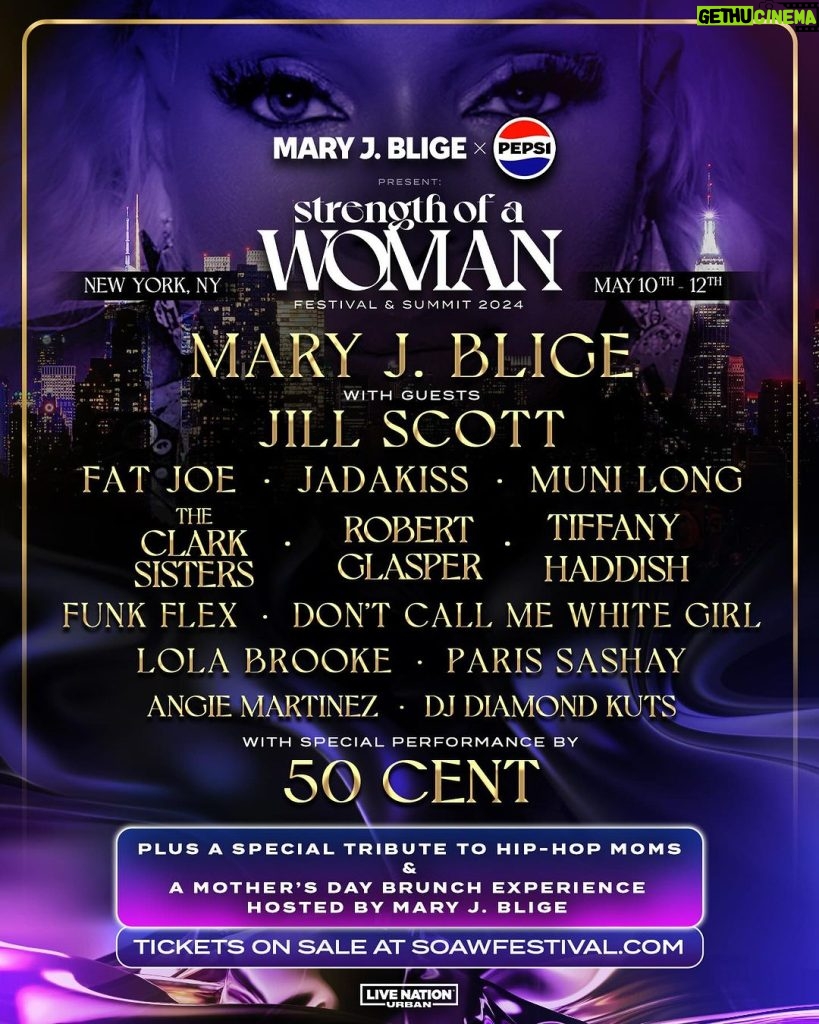 Tiffany Haddish Instagram - who’s ready for ‘yo mama’ jokes? 💁🏽‍♀ cant wait to cut up at @strengthofawomanfest, presented by @therealmaryjblige and @pepsi, Mother’s Day weekend 💐 in NYC. Presale is live now on soawfestival.com | Use code STRENGTH