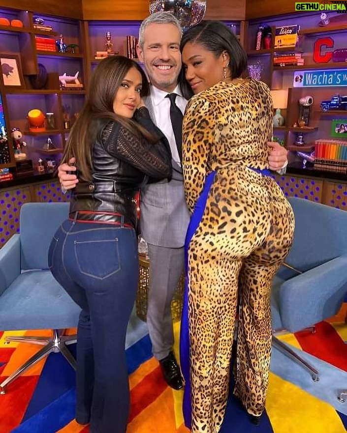 Tiffany Haddish Instagram - That time @salmahayek and I was having a who booty is bigger contest with @bravoandy. Who do you think won? #Sheready