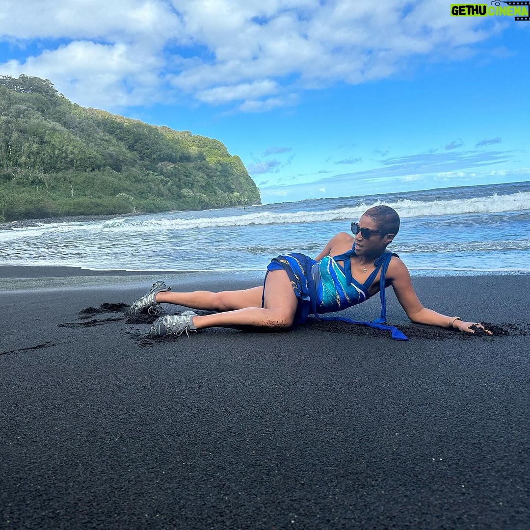 Tiffany Haddish - 205.7K Likes - I Love being silly on the black sand beach. I have always wanted to do a swimsuit photo shoot. This silly one will do for now #Hana #hawaii #sheready