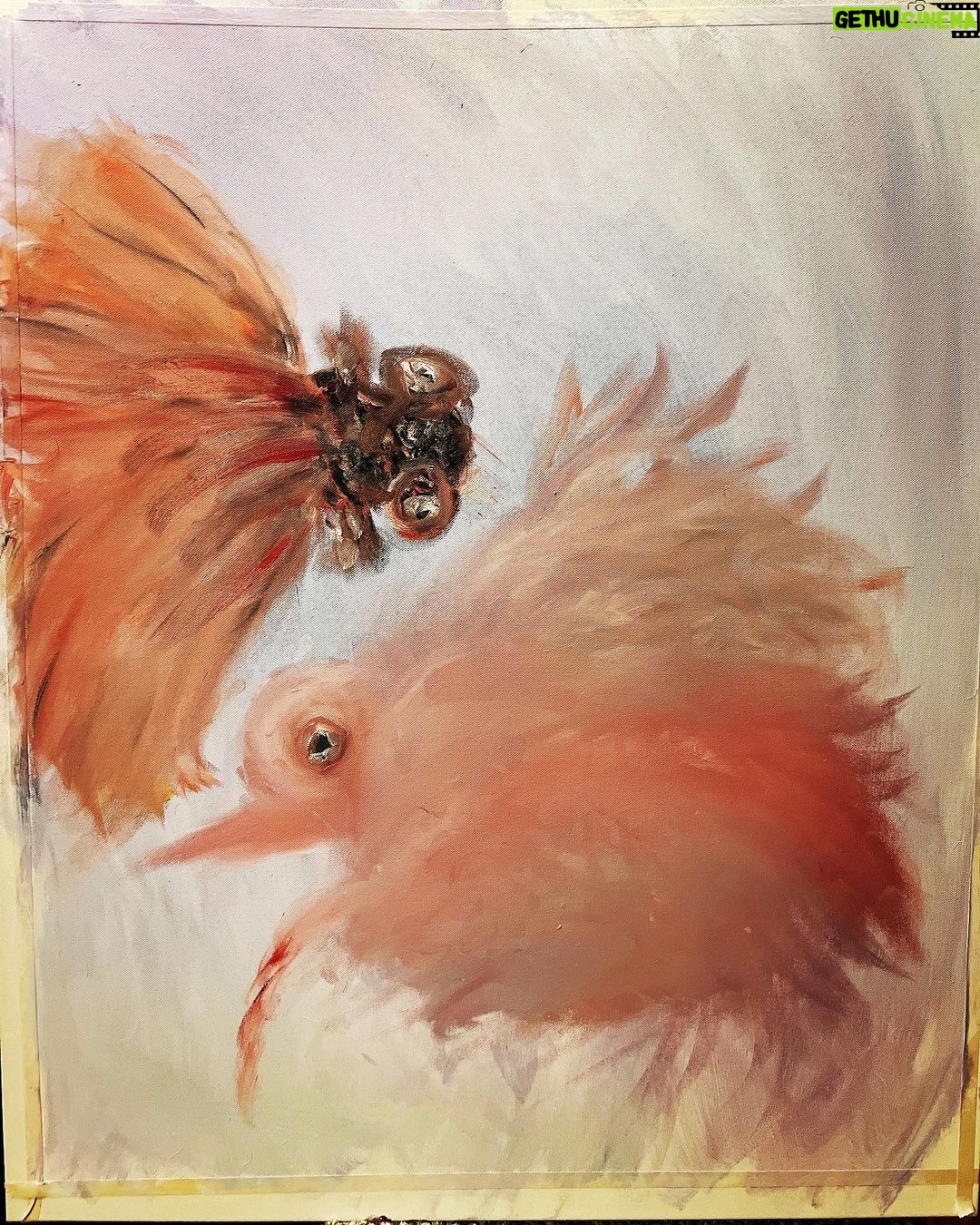 Tiffany Hsu Instagram - Finished #Ann's painting 另一個世界有2種生物 在水裡戴著呼吸維持器才能生存的魚 在水裡靠著羽毛保護就能呼吸的鳥 為了和彼此相遇