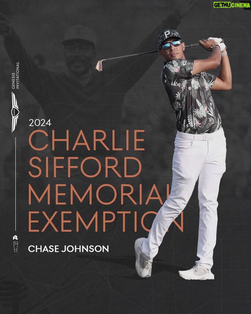 Tiger Woods Instagram - Tournament host Tiger Woods announced Chase Johnson as the recipient of the Charlie Sifford Memorial Exemption into the 2024 Genesis Invitational. The Genesis Invitational