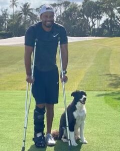 Tiger Woods Instagram - My course is coming along faster than I am 😃. But it’s nice to have a faithful rehab partner, man’s best friend.
