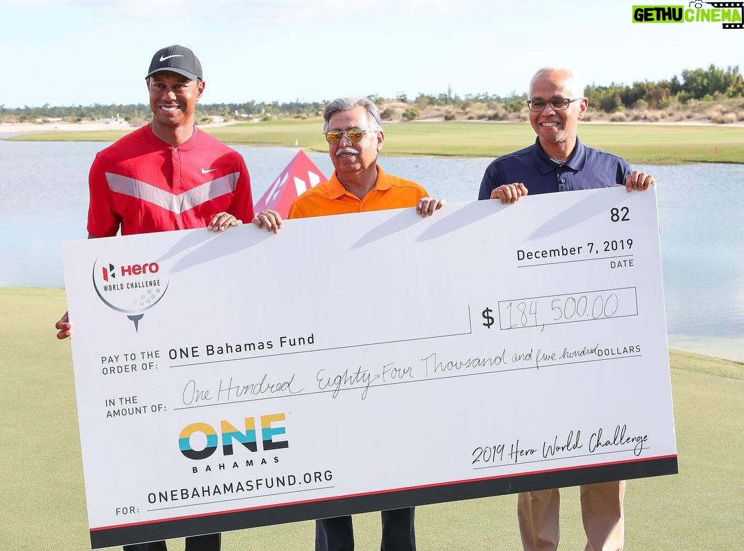Tiger Woods Instagram - I am very grateful to @heromotocorplimited, the players, and all the fans for their support of the Hero World Challenge this week. With you we can continue making an impact on millions of lives through the @tgrfound and the ONE Bahamas Fund.