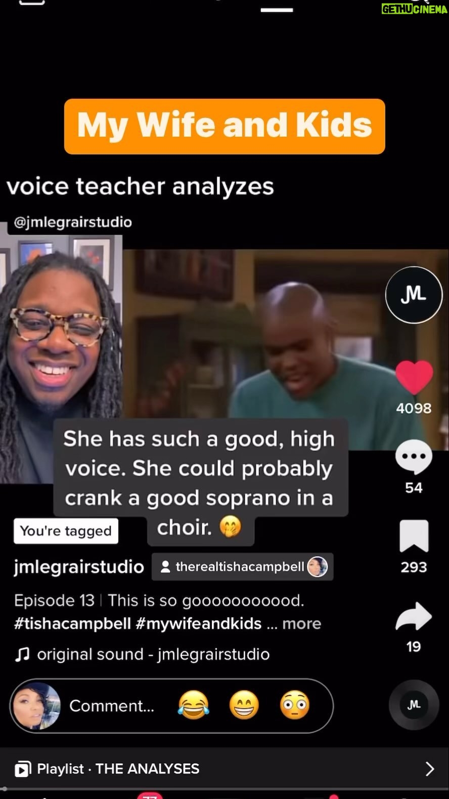Tisha Campbell Instagram - I follow this vocal coach on TikTok and he featured me today yayyyyyy