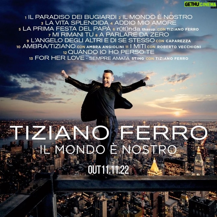 Tiziano Ferro Instagram - ——————Immaginatele, sognatele, odiatele già. Le canzoni e le collaborazioni del mio nuovo disco, eccole: Per preordinare: link nella bio⬆️ 🔜 Try to imagine them, fantasize about them, hate them already. My new album’s songs and collaborations, here they are: Preorder: link in bio⬆️ 🔜 Imagínenlas, suéñenlas, ódienlas ya. Las canciones y las colaboraciones de mi nuevo disco, aquí están: preorder: enlace en la bio⬆️ 𝐼𝓁 𝑀𝑜𝓃𝒹𝑜 𝑒´𝒩𝑜𝓈𝓉𝓇𝑜: 1. 𝐈𝐋 𝐏𝐀𝐑𝐀𝐃𝐈𝐒𝐎 𝐃𝐄𝐈 𝐁𝐔𝐆𝐈𝐀𝐑𝐃𝐈 2. 𝐈𝐋 𝐌𝐎𝐍𝐃𝐎 𝐄´𝐍𝐎𝐒𝐓𝐑𝐎 3. 𝐋𝐀 𝐕𝐈𝐓𝐀 𝐒𝐏𝐋𝐄𝐍𝐃𝐈𝐃𝐀 4. 𝐀𝐃𝐃𝐈𝐎 𝐌𝐈𝐎 𝐀𝐌𝐎𝐑𝐄 5. 𝐋𝐀 𝐏𝐑𝐈𝐌𝐀 𝐅𝐄𝐒𝐓𝐀 𝐃𝐄𝐋 𝐏𝐀𝐏𝐀´ 6. 𝐑()𝐭()𝐧𝐝𝐚 𝘤𝘰𝘯 𝘛𝘩𝘢𝘴𝘶𝘱 7. 𝐌𝐈 𝐑𝐈𝐌𝐀𝐍𝐈 𝐓𝐔 8. 𝐀 𝐏𝐀𝐑𝐋𝐀𝐑𝐄 𝐃𝐀 𝐙𝐄𝐑𝐎 9. 𝐋´𝐀𝐍𝐆𝐄𝐋𝐎 𝐃𝐄𝐆𝐋𝐈 𝐀𝐋𝐓𝐑𝐈 𝐄 𝐃𝐈 𝐒𝐄 𝐒𝐓𝐄𝐒𝐒𝐎 con Caparezza 10. 𝐀𝐌𝐁𝐑𝐀/𝐓𝐈𝐙𝐈𝐀𝐍𝐎 con Ambra Angiolini 11. 𝐈 𝐌𝐈𝐓𝐈 con Roberto Vecchioni 12. 𝐐𝐔𝐀𝐍𝐃𝐎 𝐈𝐎 𝐇𝐎 𝐏𝐄𝐑𝐒𝐎 𝐓𝐄 13.. 𝐅𝐎𝐑 𝐇𝐄𝐑 𝐋𝐎𝐕𝐄, 𝐒𝐄𝐌𝐏𝐑𝐄 𝐀𝐌𝐀𝐓𝐀 con Sting #lavitasplendida #ilmondoènostro #imback #imbackbitches