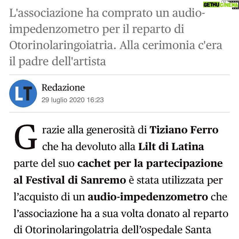 Tiziano Ferro Instagram - Non ho meriti, ma posso alzare un po’ la voce. E lo faccio oggi per ricordarvi anche di questi eroi. Perché loro sì che cambiano il mondo. @liltnazionale — I have ZERO merit, but I can raise my voice. And I’m doing this today to remind you that people like this are making the world a better place. True heroes. @liltnazionale — No tengo algún mérito pero se como levantar mi voz. Y lo hago hoy para recordarles que existen personas como estas. Que verdaderamente transforman el mundo en un lugar mejor. @liltnazionale 𝘧𝘰𝘯𝘵𝘦: www.latinatoday.it Ospedale Santa Maria Goretti Latina
