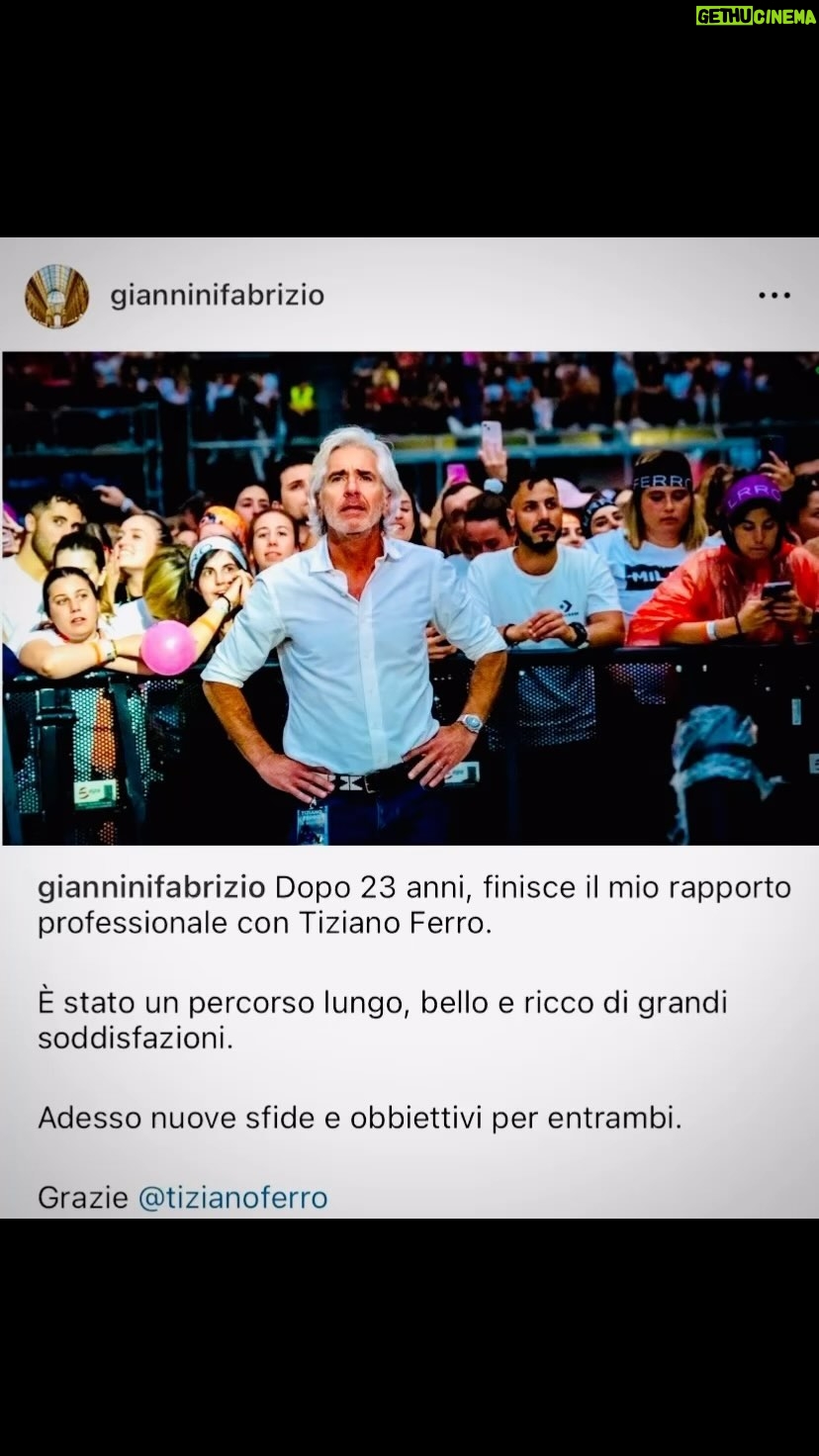 Tiziano Ferro Instagram - È finita un’epoca. Ti auguro tutta la luce che ti meriti, e che io non ho più . Ti auguro successi e gioia, anche più di quelli che abbiamo vissuto. Ti voglio bene Fabri, grazie. Grazie. The end of an era. I wish you all the light you deserve, that I don’t have anymore. I wish you success and joy, even more than those we’ve already had. Love you Fabri, thank you. Thank you. El final de una época. Te deseo toda la luz que mereces, y que yo ya no tengo más. Te deseo éxito y felicidad, aun más de los que hemos vivido ya. Te quiero Fabri, gracias. Gracias.