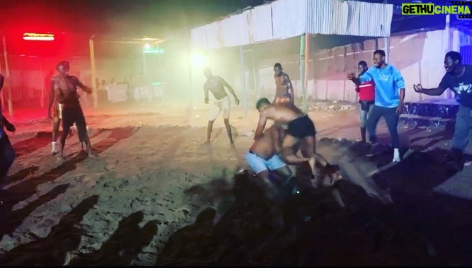 Tobi Bakre Instagram - So on set yesterday . We happened to see these hausa fighters doing the dambe. Na so for night. I talk something. @olarotimi_fakunle talk em own. I reply. E talk another thing. Na so e turn challenge o. This was so so much fun. E no dey script o. Director just confuse. See Egbon won use old tricks for me. Based on the rules of the game shaaaaaa. Na me win o. Though Egbon @olarotimi_fakunle no go gree. Na em two knees first touch ground. Hence I win π But round two gaz dey to settle all the scuffle. Who do you think won?! Want to see a round 2?!