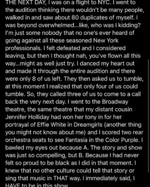 Todrick Hall Instagram - With the Color Purple being out now, I thought I’d share with you my personal “Color Purple” journey. This show changed my life…I had so much to say but it was too long to put here so swipe to read about it! I have been blessed to be in 5 Broadway Musicals, but there is nothing like your first, my Color Purple family will always hold a special place in my heart! 💜 

Go see “The Color Purple” in theatres now!
