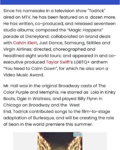 Todrick Hall Instagram - Thank you @officialbroadwayworld for the lovely article! I’m blown away that this dream of mine is finally coming true! This week on Tuesday the first album “Cinderella Rock!” drops featuring @cynthiaerivo @_solaylay @nicolescherzinger @adampascal @taylizlou @laurabellbundy @jordinsparks @jadenovah @mrcheyennejackson @shobean @teresadianestanley and more… *To find out how you can license @todrickhallmusicals visit TodrickHallMusicals.com Los Angeles, California