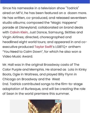 Todrick Hall Instagram - Thank you @officialbroadwayworld for the lovely article! I’m blown away that this dream of mine is finally coming true! This week on Tuesday the first album “Cinderella Rock!” drops featuring @cynthiaerivo @_solaylay @nicolescherzinger @adampascal @taylizlou @laurabellbundy @jordinsparks @jadenovah @mrcheyennejackson @shobean @teresadianestanley and more…

*To find out how you can license @todrickhallmusicals visit TodrickHallMusicals.com