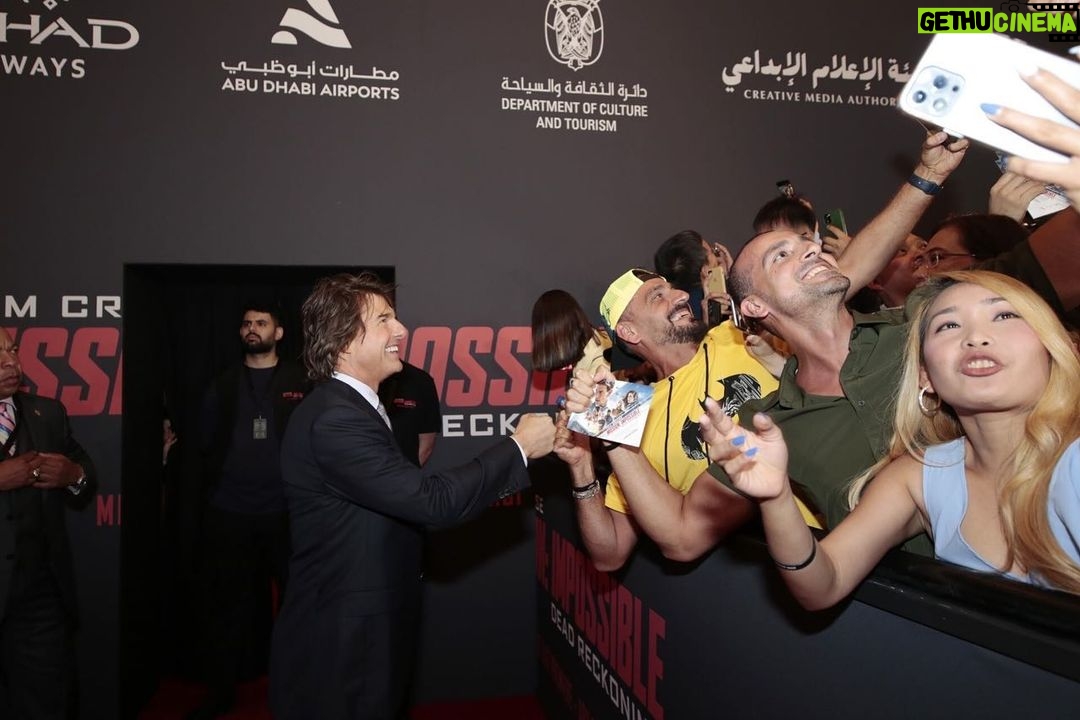 Tom Cruise - 414.7K Likes - Thank you to the people of Abu Dhabi for such a warm welcome and for supporting our movie. It was such an honor to film in your beautiful country and bring your new airport to life!