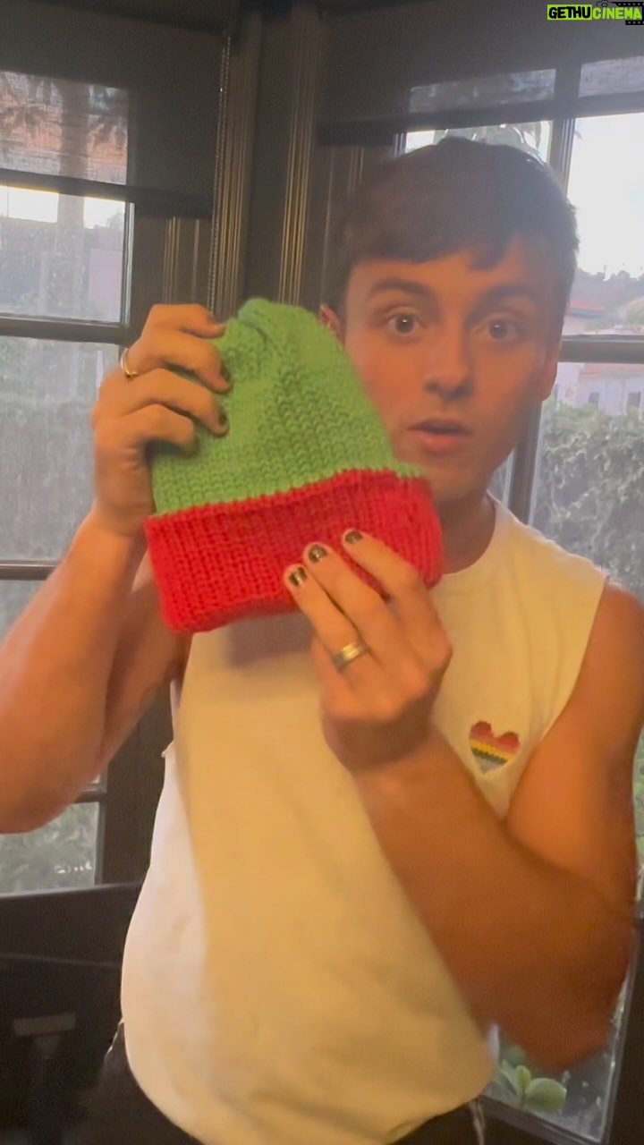 Tom Daley Instagram - New toy! So…I made my son a hat! ❤️💚 @madewithlovebytomdaley