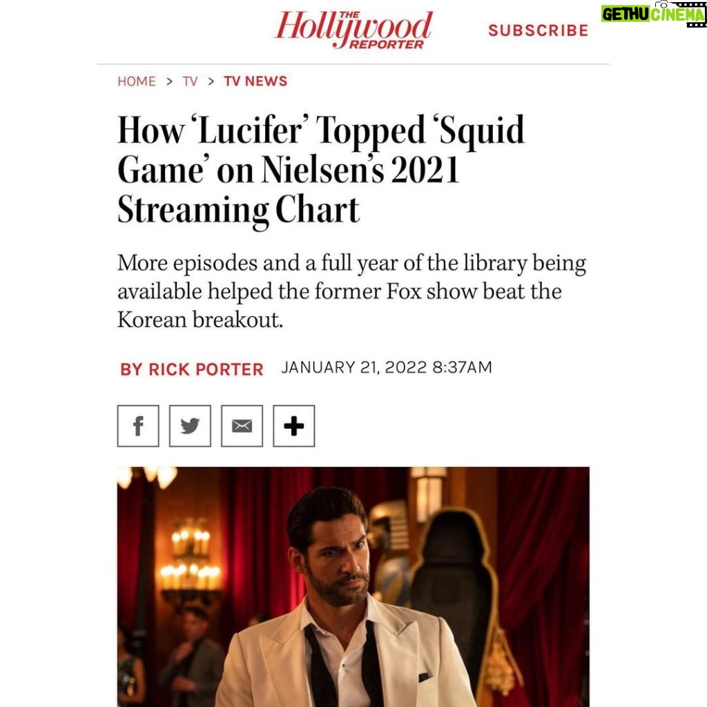 Tom Ellis Instagram - Wow 🤩 top of the Nielsen’s 2021 streaming chart! Another huge thank you to all of you for watching Lucifer ❤️