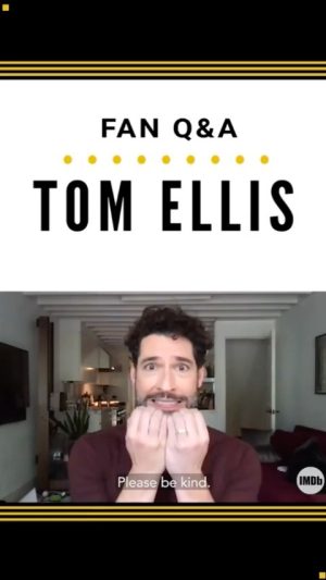 Tom Ellis Instagram - I really enjoyed answering questions from #lucifans 😈
Thanks @imdb 
Watch it to find out what I snuck off set as a memento, my favourite song I sung on Lucifer and what’s to come from season 6! #lucifer @lucifernetflix