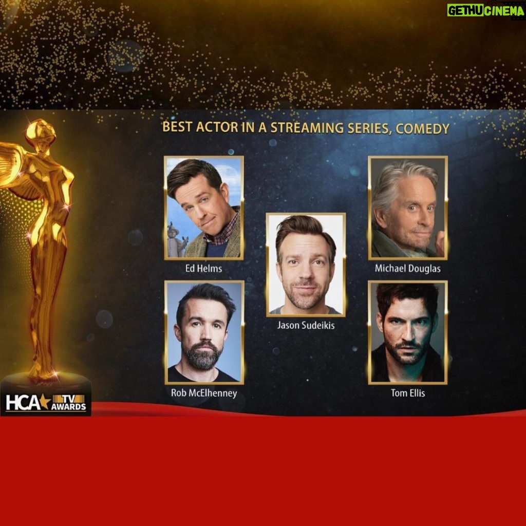Tom Ellis Instagram - . And the nominees for the Best Actor in a Streaming Series, Comedy are… I am genuinely overwhelmed to be nominated for a @hollywoodcriticsassociation award and in great company too! @michaelkirkdouglas @edhelms @robmcelhenney #jasonsudeikis #HCTVAwards #lucifer