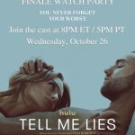 Tom Ellis Instagram – Looking forward to joining the #tellmelies cast this evening for the finale watch party!!!! Who’s in? 😊