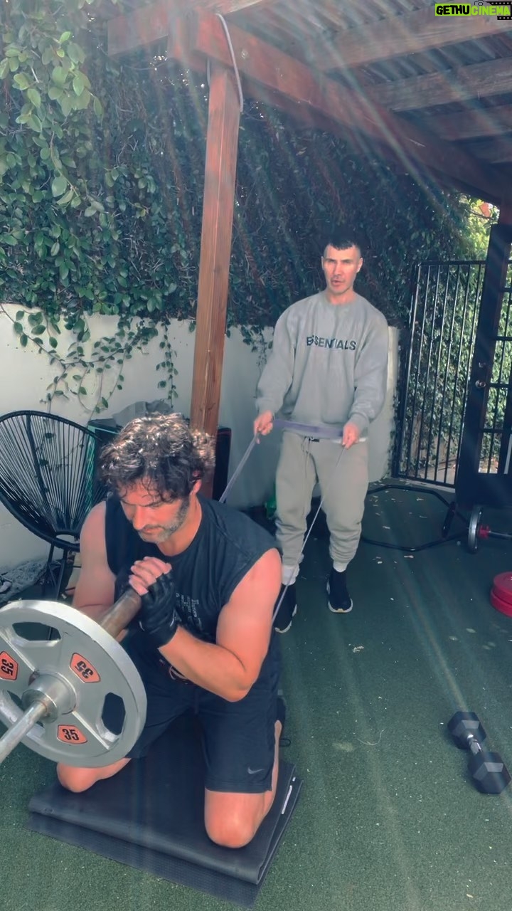 Tom Ellis - 590.1K Likes - Doing the toddler in a supermarket workout with @paolomascitti today. He just doesn’t want me to get away 💪🏼