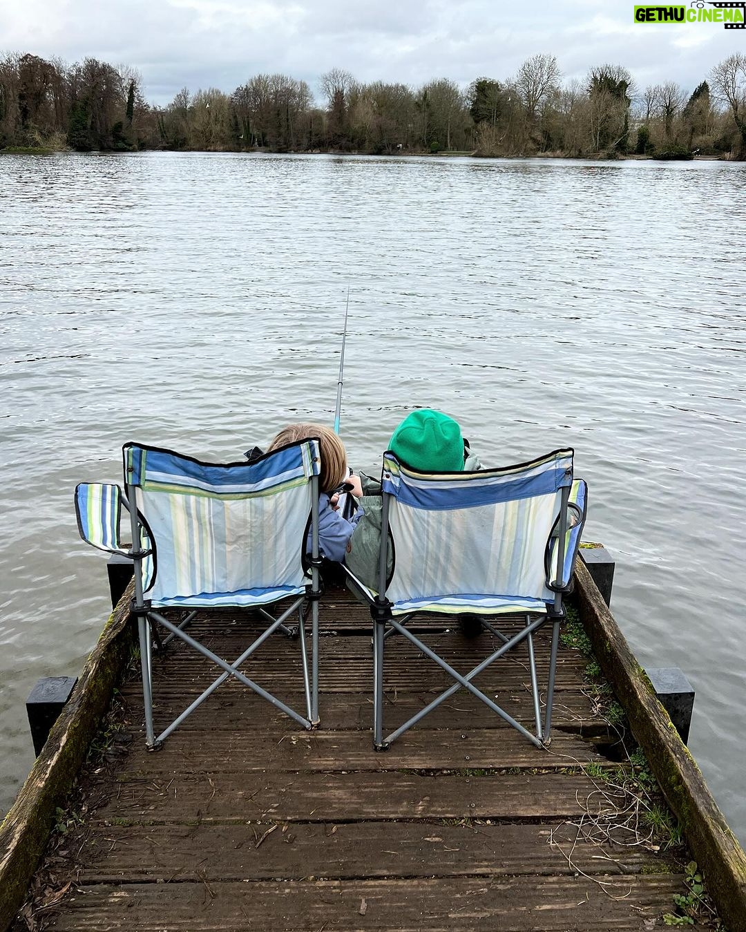 Tom Fletcher Instagram - Spent the day fishing for the first time after my@son begging me for weeks! Classic case of all the gear and no idea but the boys managed to catch their first fish! Not a clue what it was (anyone know? Slightly orange fins) but he was quickly returned to the water safely. What a moment. 😍🎣🐟