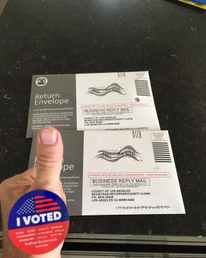 Tom Hanks Instagram - Our ballots are going in TODAY!  What about yours?  Be American!  Vote your conscience!  Hanx!
