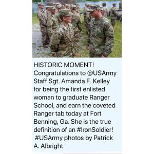 Tom Hanks Instagram - Staff Sergeant Amanda F. Kelly:congratulations. “Rangers lead the way!” Hanx