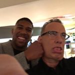 Tom Hanks Instagram - Met Champ Anthony Joshua in UK on the Graham Norton Sho-oooof! Hanx.