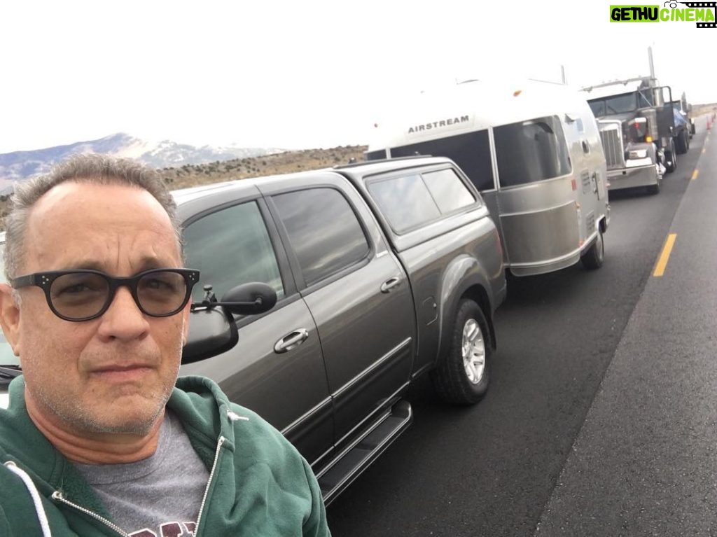Tom Hanks Instagram - Me and Steve the Truck Driver stuck in hwy const. We were both hauling STEEL up 93! Hanx