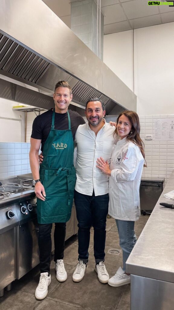 Tom Hopper Instagram - While I’m Verona this weekend, @laurahopperhops and I went and took over the kitchen at the fabulous @yard_restaurant to make one of their delicious signature dishes! I never eat properly during eating scenes, try and fake it as much as possible! But when making Love in the Villa @yard_restaurant, I ate 16 of their amazing Eggplant parmigiana while shooting the dinner scene because I just couldn’t resist, it was SO GOOOOD…….well….actually Eric their chef informed me this weekend on our return…..it was A LOT more than that 😬 Verona, Italy