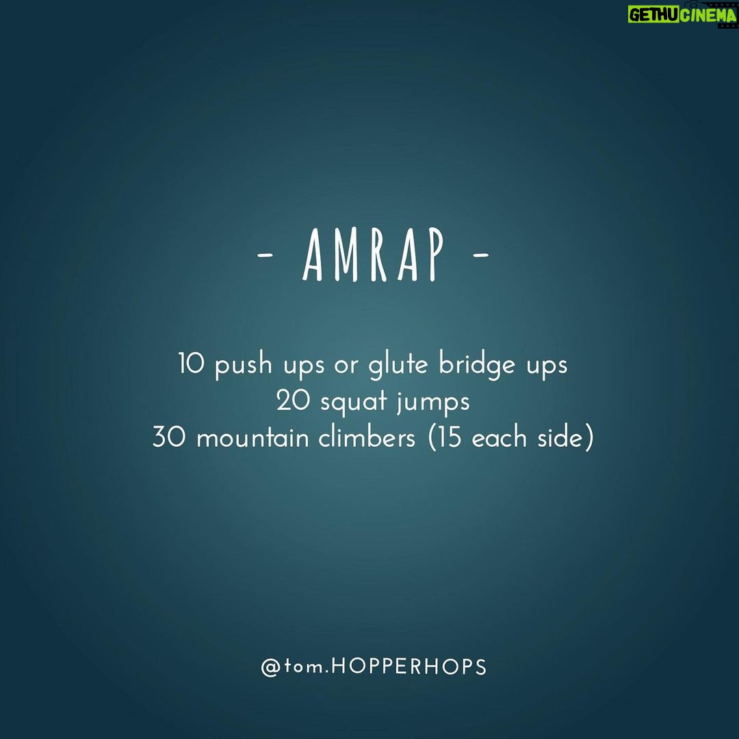 Tom Hopper Instagram - Here’s your #workoutwednesday! 10, 15 or 20mins, your choice! Go at a pace that suits you and enjoy the movement! @tom.hopperhops Modified by @laurahopperhops #amrap #AsManyRoundsAsPossible Link in bio for vid!!