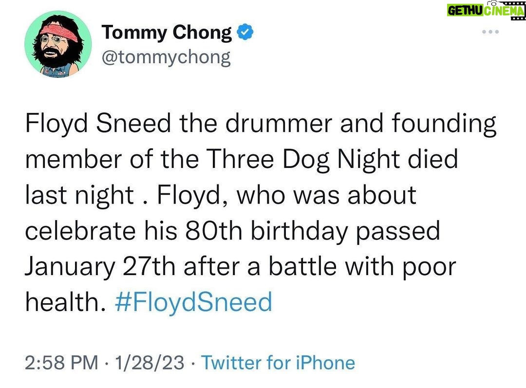 Tommy Chong Instagram - Rest in Paradise man 💚 #FloydSneed