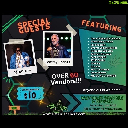 Tommy Chong Instagram - Arizona, Hazy Holes is on December 2nd! See you there, man ✌️ ⛳️ 💨