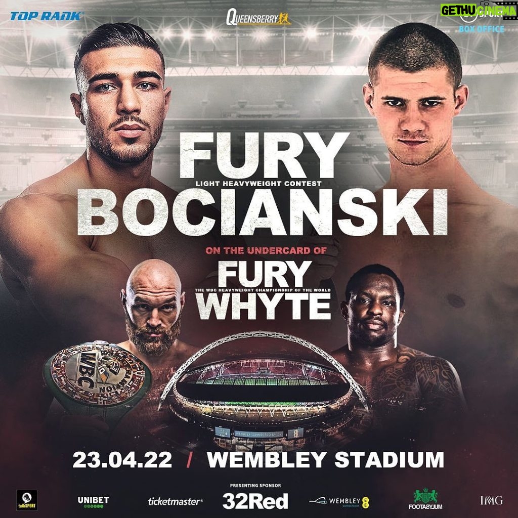 Tommy Fury Instagram - The reason I’ve been gone, throwing myself into the best camp of my life🖤 Wembley stadium… 100,000 people… I’ll see you there. 23.04.22🥊 Wembley Stadium