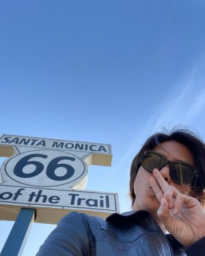 Tomohisa Yamashita Instagram - 10年前にアメリカ横断の旅に出て、ルート66を旅させてもらいました。
そこで、英語勉強したい。って強く思って。少しは成長できたかなぁと自問自答しています。まだまだだな。
今回、かなり弾丸ツアーではありますが、仕事があり一瞬、LAに来て、サンタモニカのルート66の終着点まで行ってきました。感慨深いです。
僕の旅はまたここから始まる。
そういう思いで頑張ります！

Ten years ago, I embarked on a trip across the United States and traveled on Route 66.
That trip made me want to learn English. 
Now I’m asking self if I improved?
Not enough,but Im getting closer day by day.
This time, for a moment I had a really quick trip to la for work so I went to the end point of Route 66 in Santa Monica.  I am kinda moved.
 My journey starts here again.
 I will do my best with that in mind!