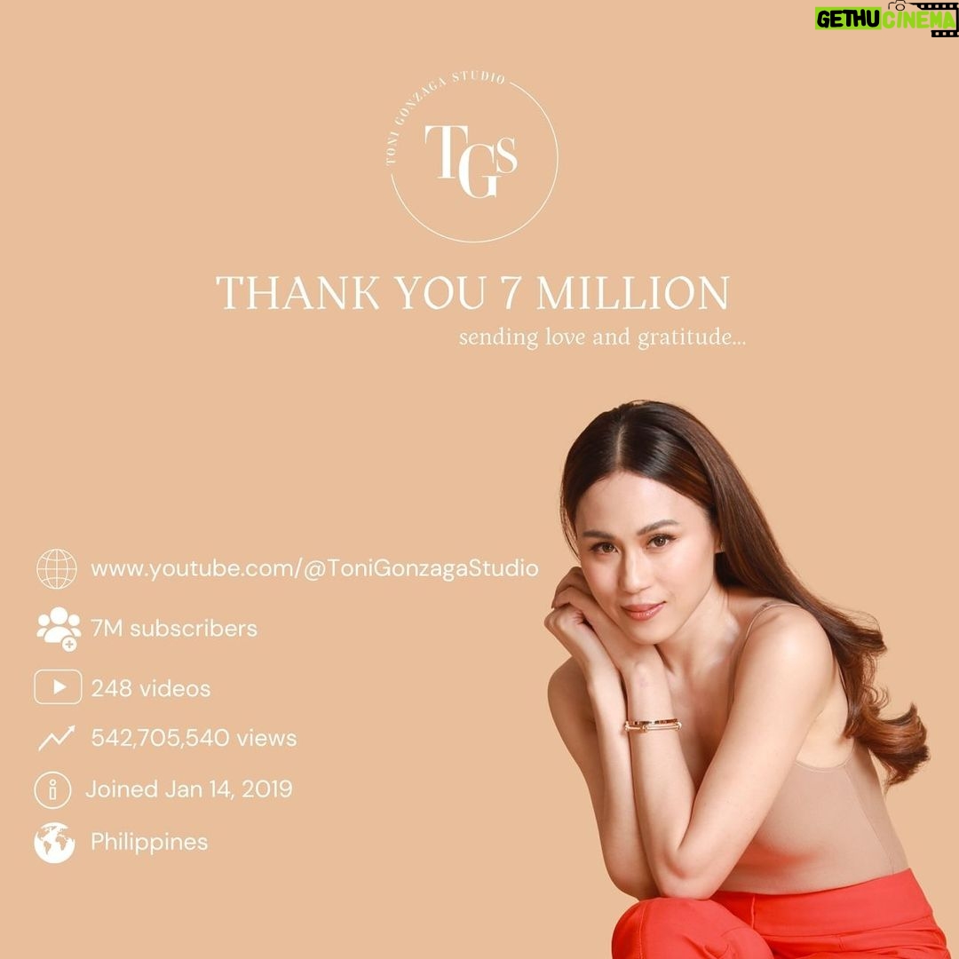 Toni Gonzaga Instagram - Thank you for your love and support... Grateful for all of you, 7M! #TGS #ToniTalks #ToniGonzaga