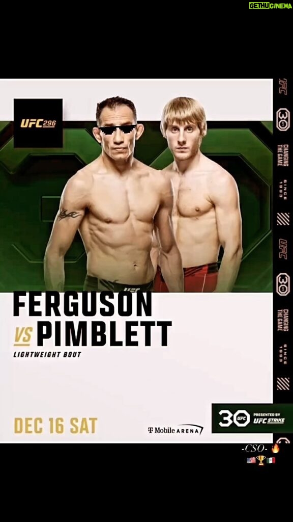 Tony Ferguson Instagram - “We’re🦹‍♂️Back Feel The🪄Magic 🔥” Tony “El Cucuy” Ferguson VS Patrick Pimblett UFC 296 December 16, 2023 Las Vegas, Nevada 11 Weeks Out, Get Your Tickets 🎫 Crew🍃 -Champ 🦹‍♂️ -CSO- 🇺🇸🏆🇲🇽 # 🔥 T-Mobile Arena