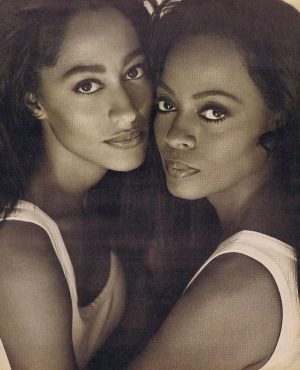 Tracee Ellis Ross Instagram - Some of my old stuff be floating ’ around…. Just saw this little blast from the past. 19 year old me with bushy eyebrows in this @gap ad from 1991 with my mom shot by the one and only @herbritts.