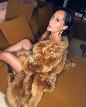 Tracee Ellis Ross Instagram - I reached into my Rich Auntie Bag for @15percentpledge Gala and let me tell you something: wearing this glorious faux fur as a dress while going through “the change” was a bold choice 🥵🤣More to come about last night. It was really moving and fun and important all in one. Thank you @emmagrede @aurorajames for all that you are doing and for naming me a trailblazer. 

Thank you @naivashaintl @miayang_mua for this beautiful glam and @karlawelchstylist for being the best fashion play partner! Gosh do we have fun!