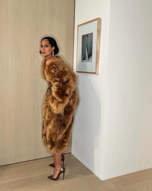 Tracee Ellis Ross Instagram - I reached into my Rich Auntie Bag for @15percentpledge Gala and let me tell you something: wearing this glorious faux fur as a dress while going through “the change” was a bold choice 🥵🤣More to come about last night. It was really moving and fun and important all in one. Thank you @emmagrede @aurorajames for all that you are doing and for naming me a trailblazer. 

Thank you @naivashaintl @miayang_mua for this beautiful glam and @karlawelchstylist for being the best fashion play partner! Gosh do we have fun!