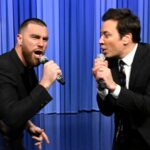 Travis Kelce Instagram - @killatrav sings his pump-up song, “Fight For Your Right” by the @beastieboys! #FallonTonight The Tonight Show Starring Jimmy Fallon