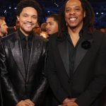 Trevor Noah Instagram - I wouldn’t dare try to sum up my #GRAMMYs night by just posting a pic with @jayz & a pic with @Beyonce! Soooo… here are TWO pics with @JayZ & TWO with @beyonce! 🙌🏽🙌🏽🔥😂 📸: @kevinmazur @gettyentertainment Crypto.com Arena