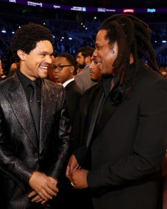 Trevor Noah Instagram - I wouldn’t dare try to sum up my #GRAMMYs night by just posting a pic with @jayz & a pic with @Beyonce! Soooo… here are TWO pics with @JayZ & TWO with @beyonce! 🙌🏽🙌🏽🔥😂 📸: @kevinmazur @gettyentertainment Crypto.com Arena