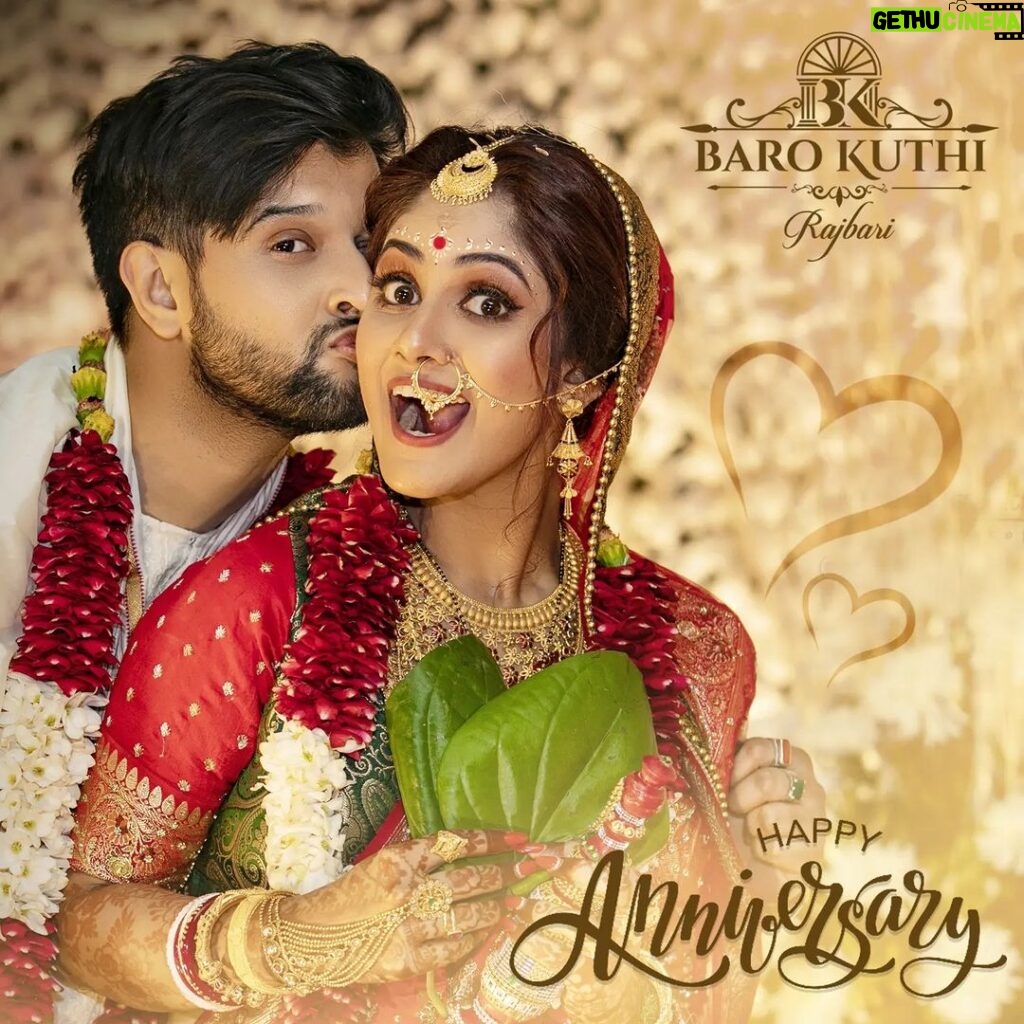 Trina Saha Instagram - 🎉✨ Happy Anniversary to @neel_bhattacharya and @trinasaha21 !🎊✨ Wishing you both a lifetime filled with love, laughter, and endless joy. Here's to many more years of togetherness and success! #BaroKuthiRajbari #AnniversaryCelebration 🥂🍰🎈 Baro Kuthi - Rajbari