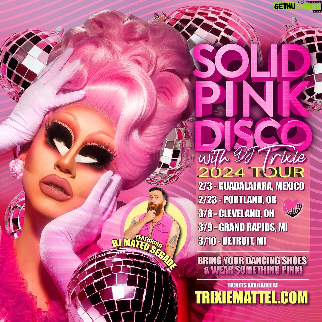 Trixie Mattel Instagram - Tickets are on sale for Solid Pink Disco at trixiemattel.com! Click the link in my bio and get yours now!! #SolidPinkDisco