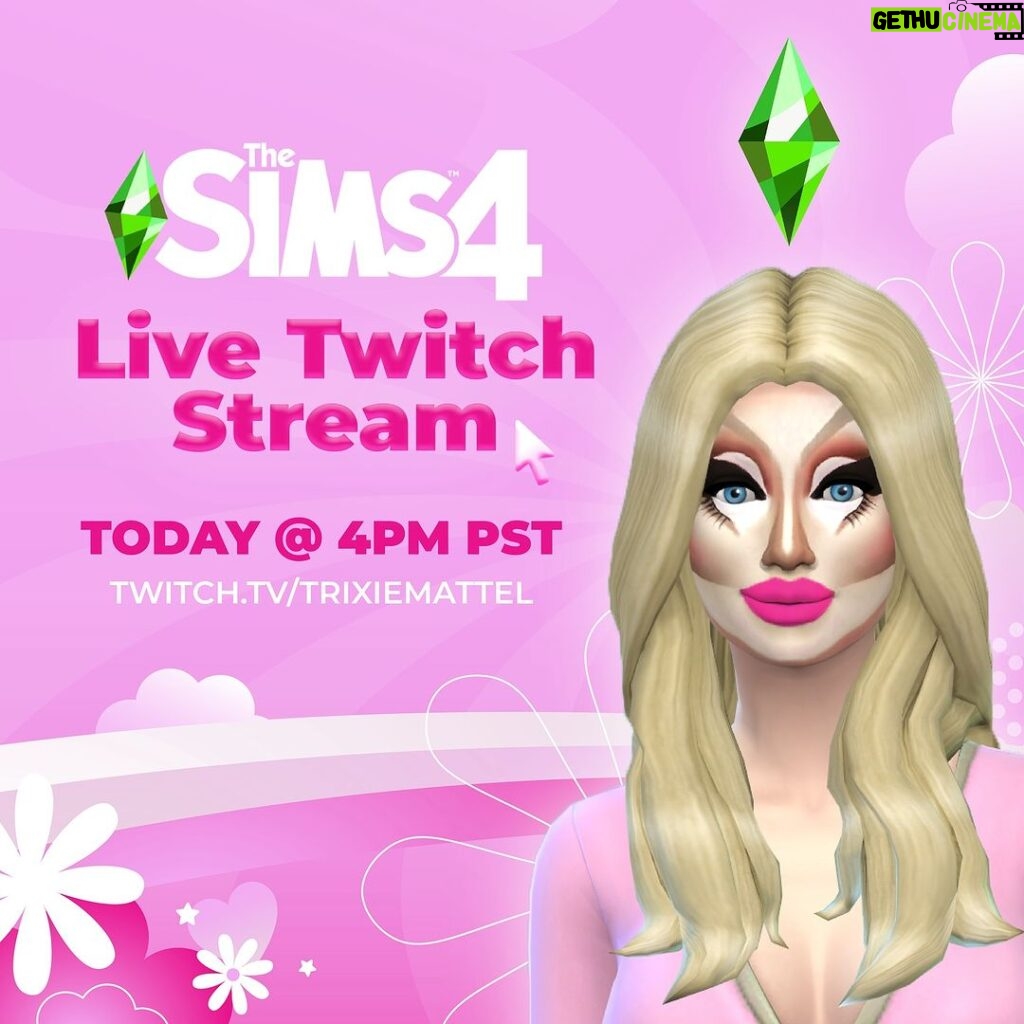 Trixie Mattel Instagram - The Sims 4 livestream TODAY at 4pm PST at twitch.tv/trixiemattel. Download The Sims 4 now for free and play along! @thesims